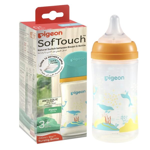 بيجون - رضاعة سوفت تاتش بعنق عريض - دولفين- 240 ملي