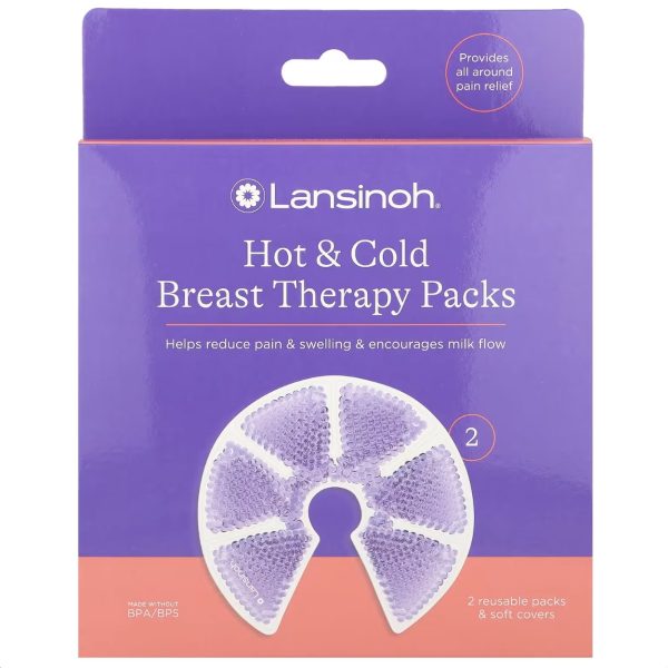 لانسينو - علاج الثدي بالحرارة و البرودة - عبوتان قابلتان لاعادة الاستخدام و اغلفة ناعمة